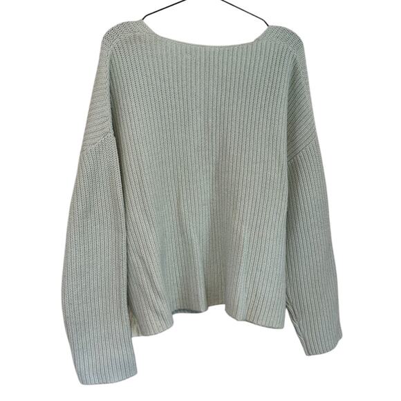 NWT Theory IWG Easy V Neck Duane Knit Sweater Light Mint Cotton Merino Wool - Picture 6 of 8